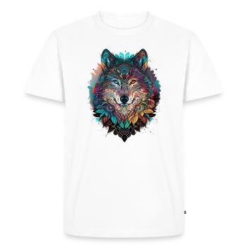 loup mystique mandala nature - T-shirt Premium bio Homme - blanc - Devant - Nico (187cm)