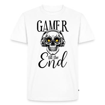 Casque gamer crâne gamer drôle - T-shirt Premium bio Homme - blanc - Devant - Nico (187cm)