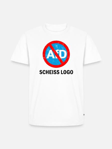 ANTI AFD STICKER, SCHEISS LOGO - Männer Premium Bio T-Shirt - Weiß