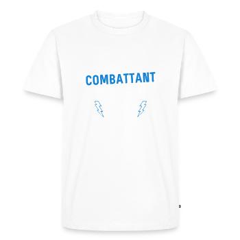 Combattant Génial - T-shirt Premium bio Homme - blanc - Devant - Nico (187cm)