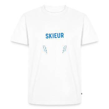 T-shirt Skieur Génial - T-shirt Premium bio Homme - blanc - Devant - Nico (187cm)