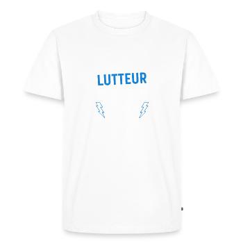T-shirt Lutteur Génial - T-shirt Premium bio Homme - blanc - Devant - Nico (187cm)