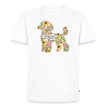 Caniche Fleurs Chien Design l’amour a des pattes - T-shirt Premium bio Homme - blanc - Devant - Nico (187cm)