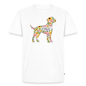 Labrador chien design fleurs - T-shirt Premium bio Homme - blanc - Devant - Nico (187cm)