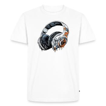 Le casque bat les musiciens en studio - T-shirt Premium bio Homme - blanc - Devant - Nico (187cm)