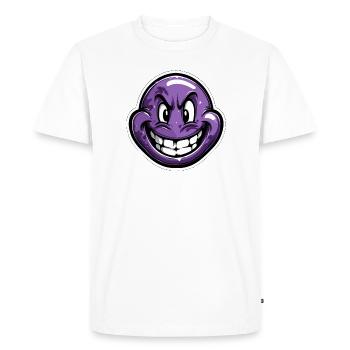 Visage violet rire sinistrement - T-shirt Premium bio Homme - blanc - Devant - Nico (187cm)