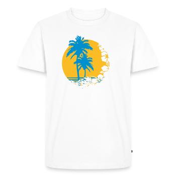 palm sunset - Men's Premium Organic T-Shirt - white - Front - Nico (187cm)