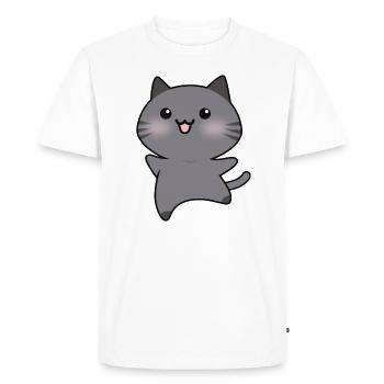 Happy gray go cat cartoon - Men's Premium Organic T-Shirt - white - Front - Nico (187cm)