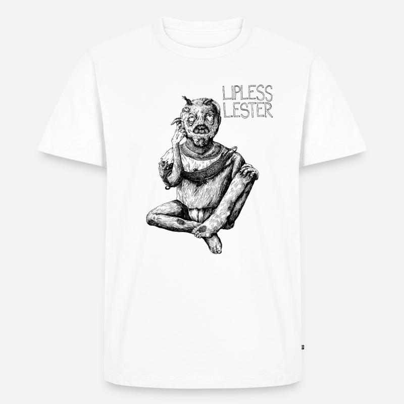 Lipless Lester - Männer Premium Bio T-Shirt - Weiß