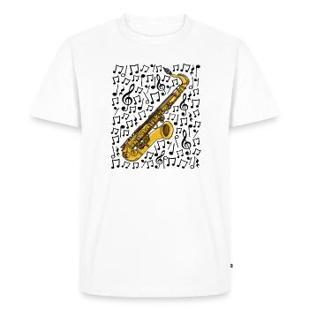 Saxophone Musical Notes Saxophonist Music Teacher - Men's Premium Organic T-Shirt - white - Front - Nico (187cm)