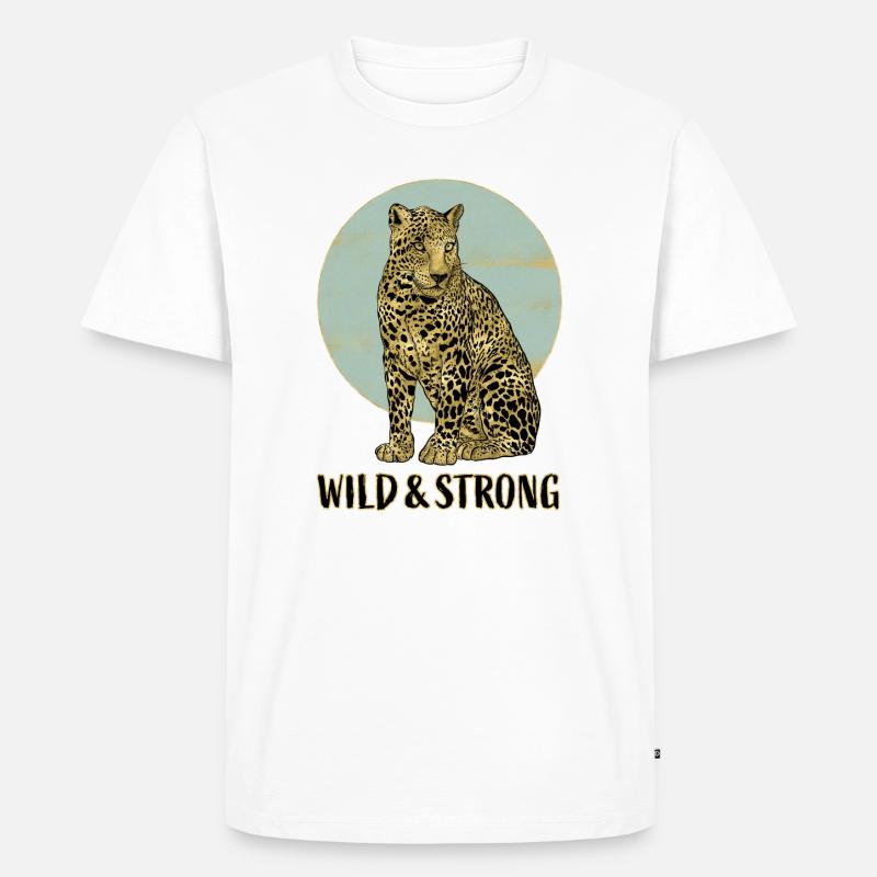 Leopard. Wild and Strong. - Männer Premium Bio T-Shirt - Weiß