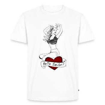 Sailor Pin up - Men's Premium Organic T-Shirt - white - Front - Nico (187cm)