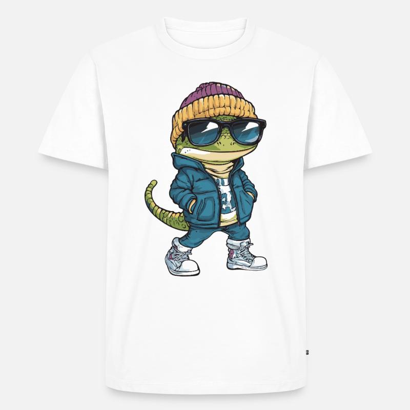 Echse Cool Comic - Männer Premium Bio T-Shirt - Weiß