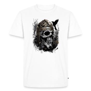 Casque Viking en laiton Crâne Corbeau - T-shirt Premium bio Homme - blanc - Devant - Nico (187cm)
