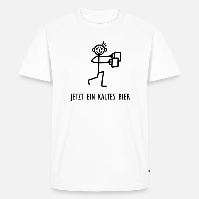 Strichmännchen - Kaltes Bier - Männer Premium Bio T-Shirt - Weiß