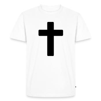 Crucifix Croix Jésus-Christ - T-shirt Premium bio Homme - blanc - Devant - Nico (187cm)