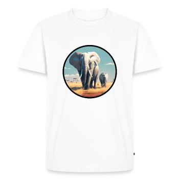Eléphant Éléphant Vache Afrique Serengeti - T-shirt Premium bio Homme - blanc - Devant - Nico (187cm)
