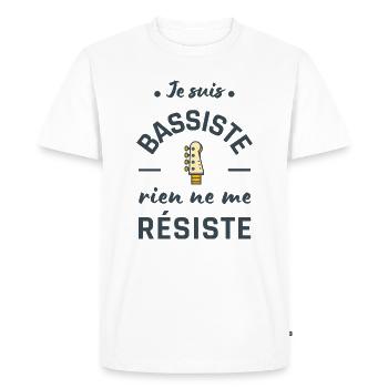 Humour bassiste homme femme basse musique - T-shirt Premium bio Homme - blanc - Devant - Nico (187cm)