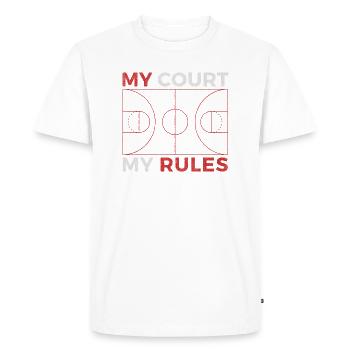 MY COURT MY RULES BASKETBALL RED GREY GRUNGE - Men's Premium Organic T-Shirt - white - Front - Nico (187cm)