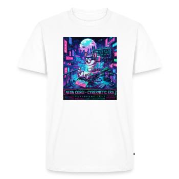 Neon Corgi Cybernetic Era Vaporpunk 2049 - Men's Premium Organic T-Shirt - white - Front - Nico (187cm)