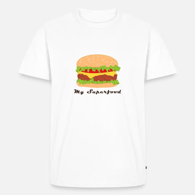 Comic Hamburger mit Spruch - Männer Premium Bio T-Shirt - Weiß