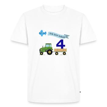 Fourth birthday with tractor - Men's Premium Organic T-Shirt - white - Front - Nico (187cm)