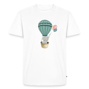 Mignon éléphant comique dans une montgolfière - T-shirt Premium bio Homme - blanc - Devant - Nico (187cm)