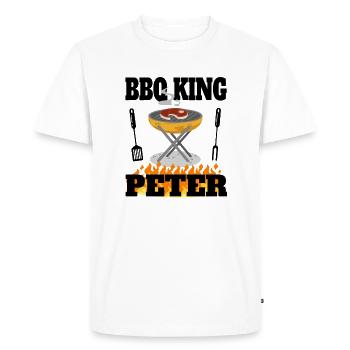 Peter BBQ King & Grillmeister funny saying - Men's Premium Organic T-Shirt - white - Front - Nico (187cm)