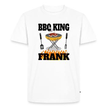 Frank BBQ King & Grillmeister funny saying - Men's Premium Organic T-Shirt - white - Front - Nico (187cm)