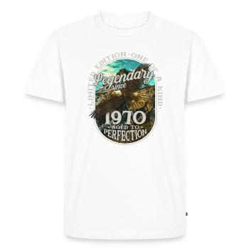 Légendaire depuis 1970 - T-shirt Premium bio Homme - blanc - Devant - Nico (187cm)