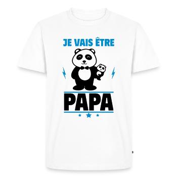 Je vais être papa, futur papa,bientôt père - T-shirt Premium bio Homme - blanc - Devant - Nico (187cm)