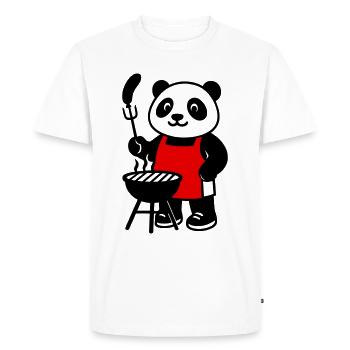 Panda BBQ - A cute panda in the middle of a ba session - Men's Premium Organic T-Shirt - white - Front - Nico (187cm)