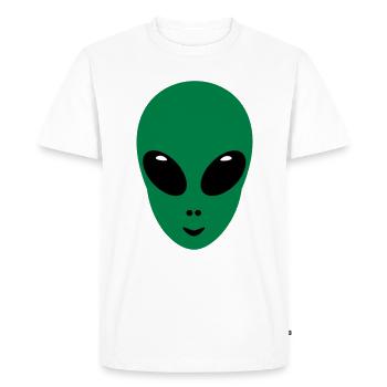 Alien tête face vert cadeau marsmännchen space - T-shirt Premium bio Homme - blanc - Devant - Nico (187cm)