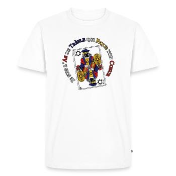 L'as de Trèfle qui Pique ton Coeur - T-shirt Premium bio Homme - blanc - Devant - Nico (187cm)