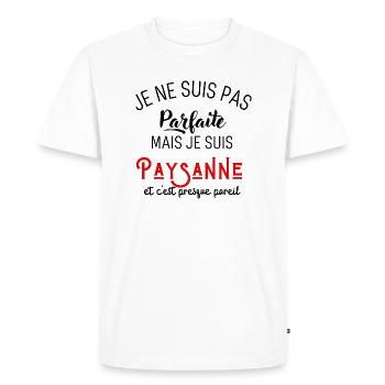 Pas parfaite mais paysanne - T-shirt Premium bio Homme - blanc - Devant - Nico (187cm)
