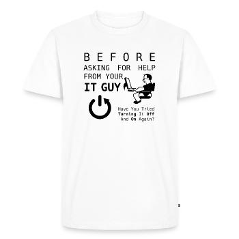 IT Guy - Black - Men's Premium Organic T-Shirt - white - Front - Nico (187cm)