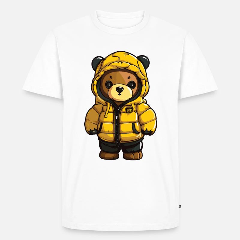 Bär Winter Comic - Männer Premium Bio T-Shirt - Weiß