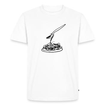 manger des spaghettis - T-shirt Premium bio Homme - blanc - Devant - Nico (187cm)
