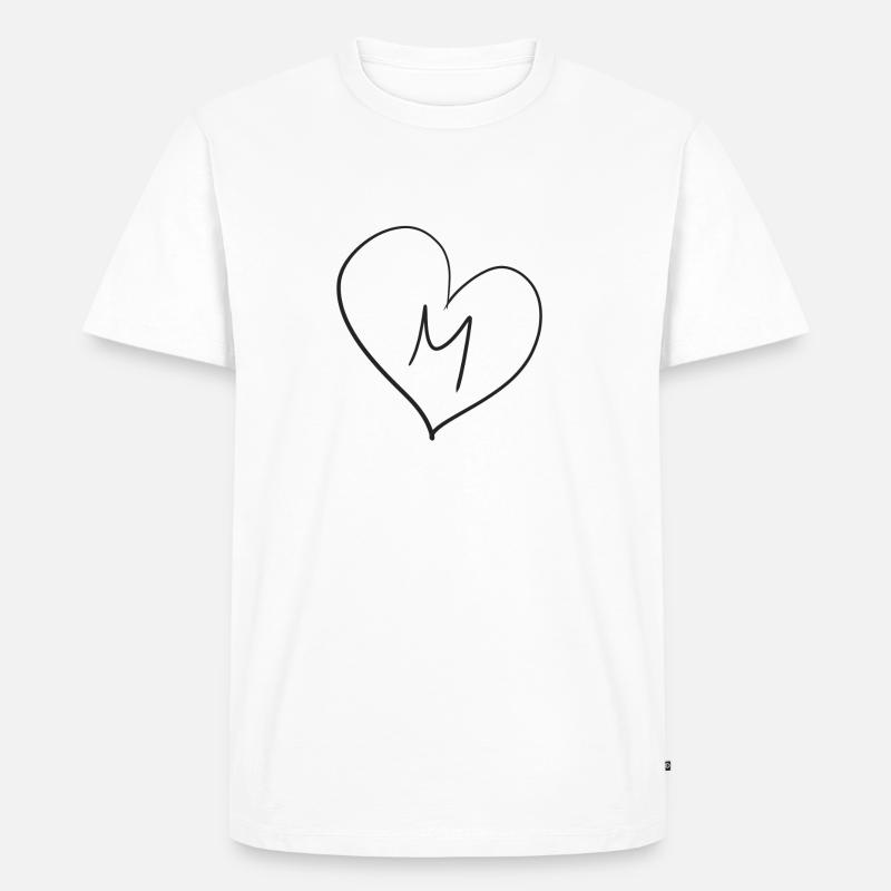 Herz Buchstabe - Männer Premium Bio T-Shirt - Weiß