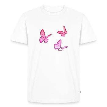 papillons roses papillon motif rose - T-shirt Premium bio Homme - blanc - Devant - Nico (187cm)