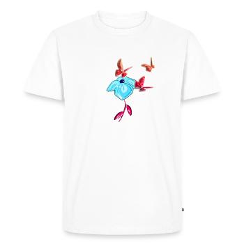 fleur bleue de printemps animal naturel rouge - T-shirt Premium bio Homme - blanc - Devant - Nico (187cm)