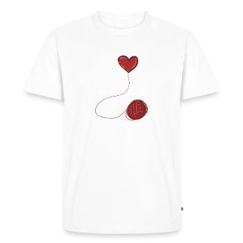 heart red symbol wool thread line - Men's Premium Organic T-Shirt - white - Front - Nico (187cm)