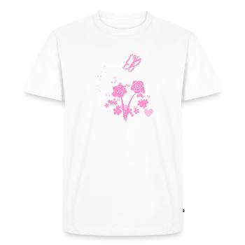 nature freedom peace butterfly pink hearts - Men's Premium Organic T-Shirt - white - Front - Nico (187cm)