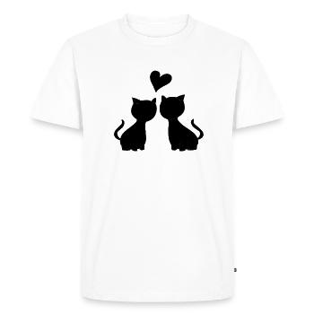 cat animals heart symbol cat - Men's Premium Organic T-Shirt - white - Front - Nico (187cm)