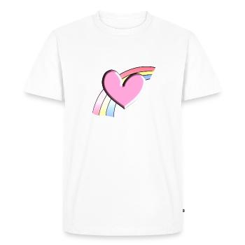 fond de cœur rose arc-en-ciel - T-shirt Premium bio Homme - blanc - Devant - Nico (187cm)