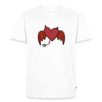 coeur diable mauvais symbole rouge amour - T-shirt Premium bio Homme - blanc - Devant - Nico (187cm)