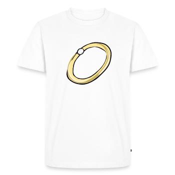 bague dorée bijoux en pierre blanche dessin animé - T-shirt Premium bio Homme - blanc - Devant - Nico (187cm)