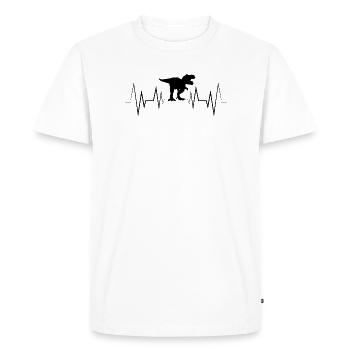 Heartbeat T-Rex Silhouette - Men's Premium Organic T-Shirt - white - Front - Nico (187cm)