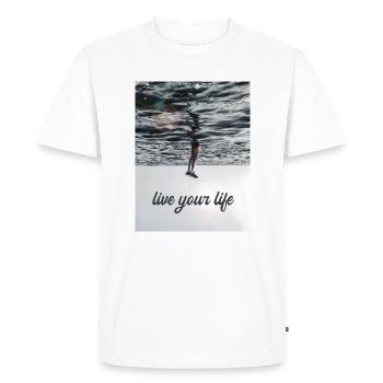 Beautiful saying - Live your life - Men's Premium Organic T-Shirt - white - Front - Nico (187cm)