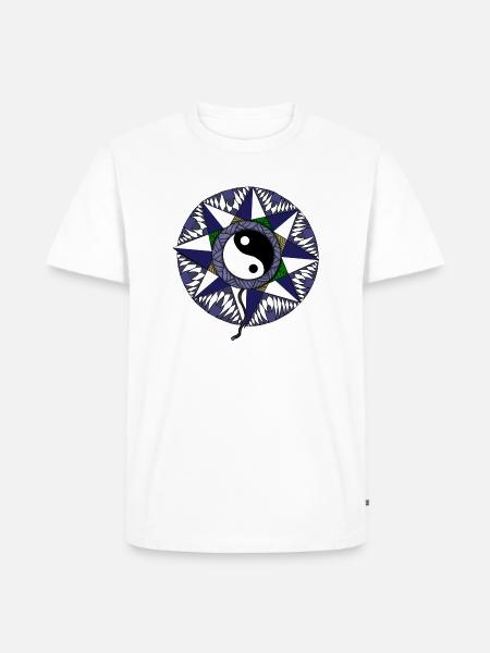 Taoist Mandala Blue - Men's Premium Organic T-Shirt - white